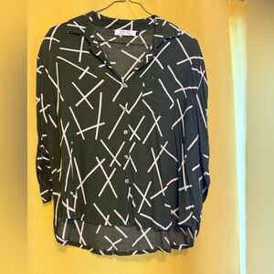 Ava Sky Longsleeve Blouse In Dark green Kashi print